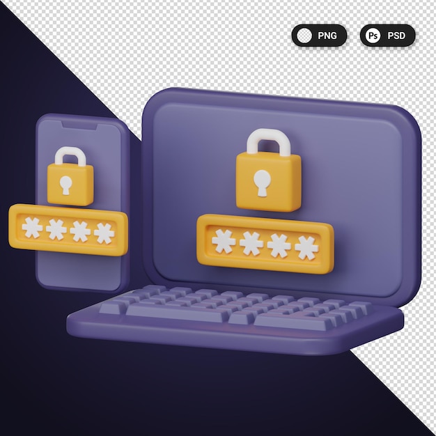TwoFactor Authentication Cyber security icons set ux ui web design elements 3d rendering
