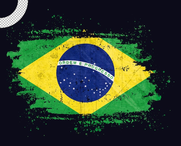 vintage brazil flag with brush stroke