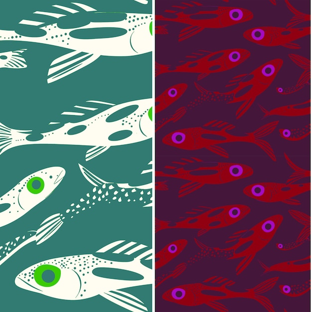 Viperfish With Intense Light Spots Bold Design and Scattered Nature Pattern Vector Designs
