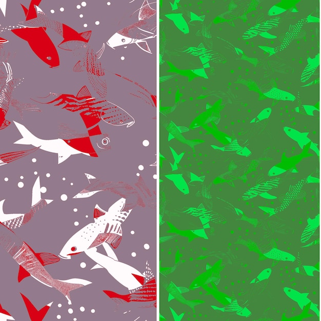 Viperfish With Intense Light Spots Bold Design and Scattered Nature Pattern Vector Designs