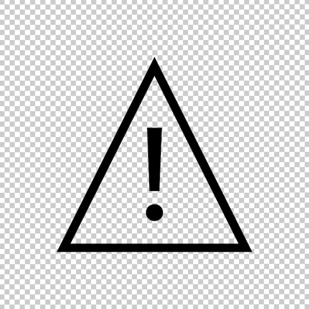 warning symbol icon black design element on transparent background