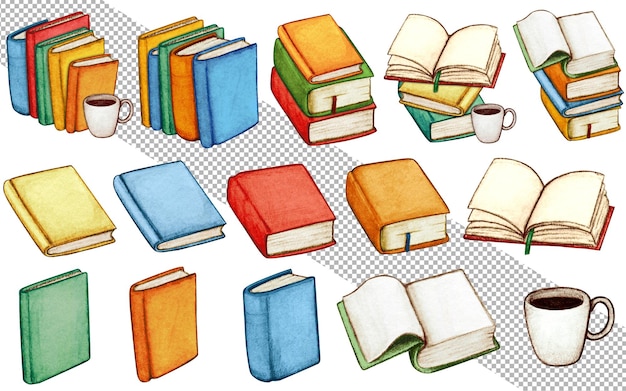 Watercolor hand drawn book collection