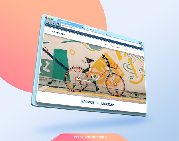 web browser ui 3d mockup with pastel color