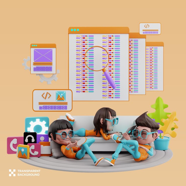 PSD website coding 3d illustration