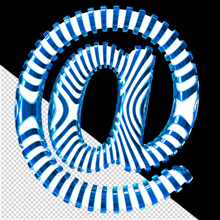 PSD white 3d symbol with ultra thin blue straps