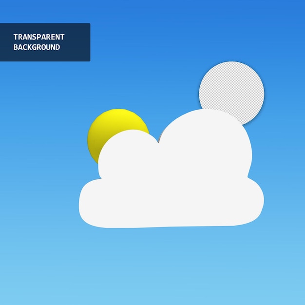 White cloud and sun icon in transparent background