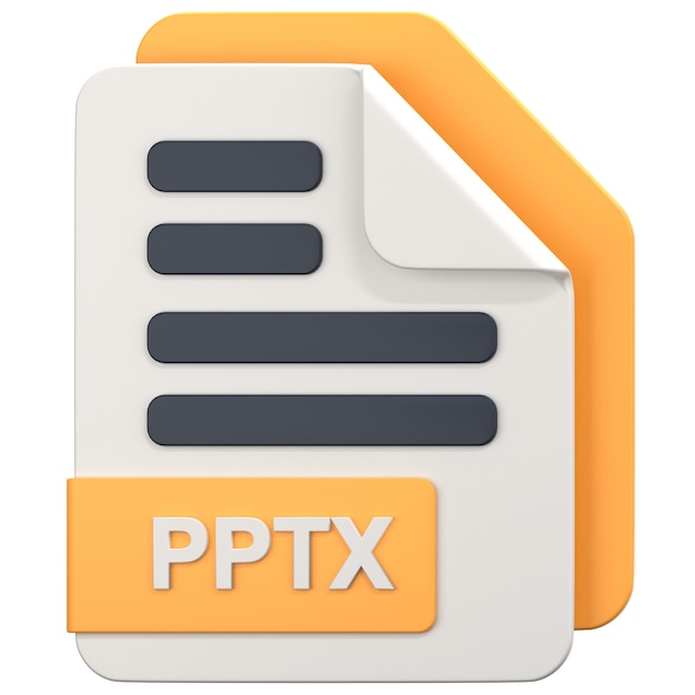 White File with pptx extension 3D Icon Illustration Low Poly Style