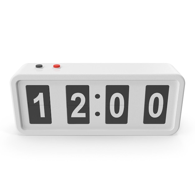 White Flip Clock Displaying 1200