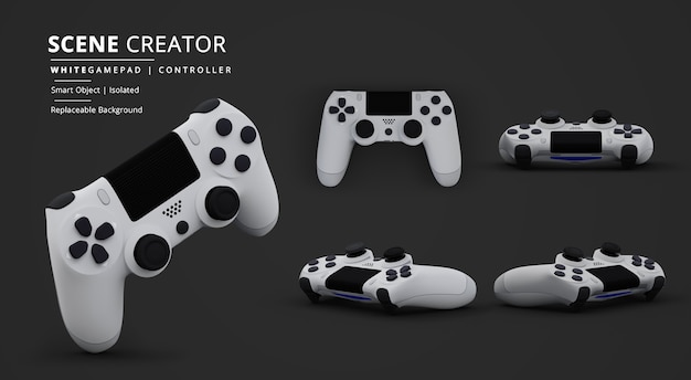 White Gamepad Video Game Controller In Dark Background Scene Creator