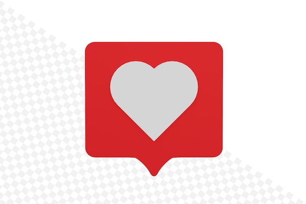 white heart inside of a red shape on a white background social media 3d like icon 3d rendering