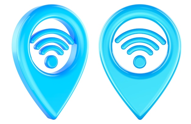 wifi pointer wifi hotspot location internet access map marker 3d rendering isolated on transparent background