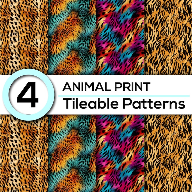 wild side revealed 4 vibrant animal print patterns seamlessly tileable for bold design projects