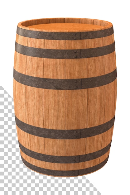 wooden barrel with iron rings 3d render