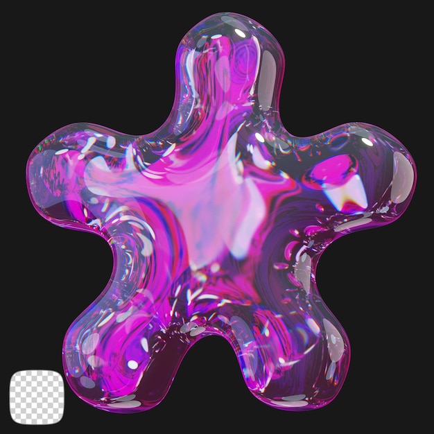 y2k abstract dispersion glass shape 3d rendering on transparent background