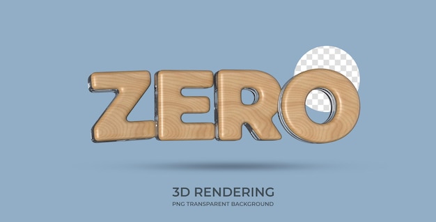 Zero Text Style 3d rendering transparent background