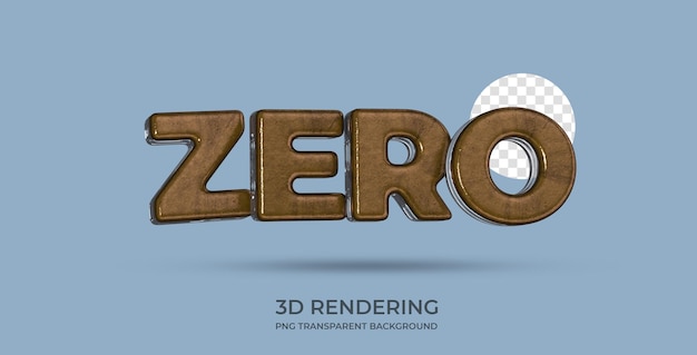 Zero Text Style 3d rendering transparent background