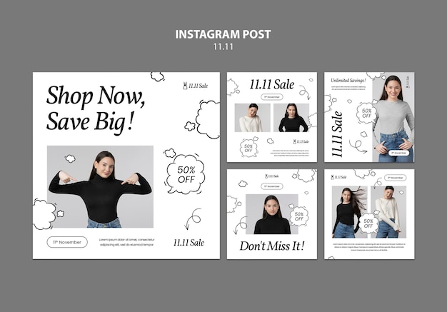 Gratis PSD 11.11 flash sale instagram berichten