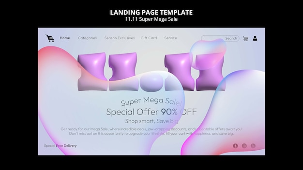 Gratis PSD 11.11 flash sale landing page sjabloon