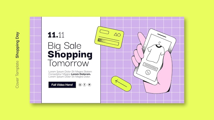 PSD gratuito 11.11 muestra de portada de youtube de venta instantánea