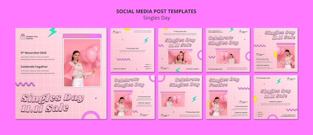 Gratis PSD 11.11 singles day instagram posts collectie