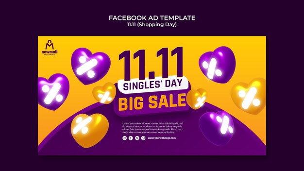 11.11 venta flash plantilla de Facebook