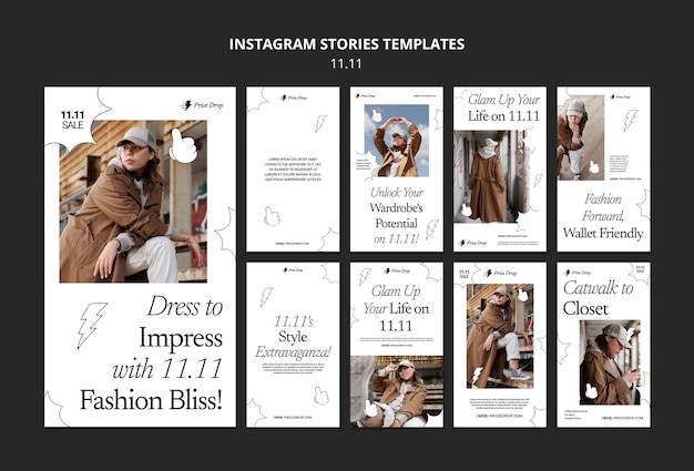 PSD gratuito 11.11 venta flash plantilla de historias de instagram