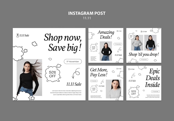 PSD gratuito 11.11 ventas instantáneas en las publicaciones de instagram
