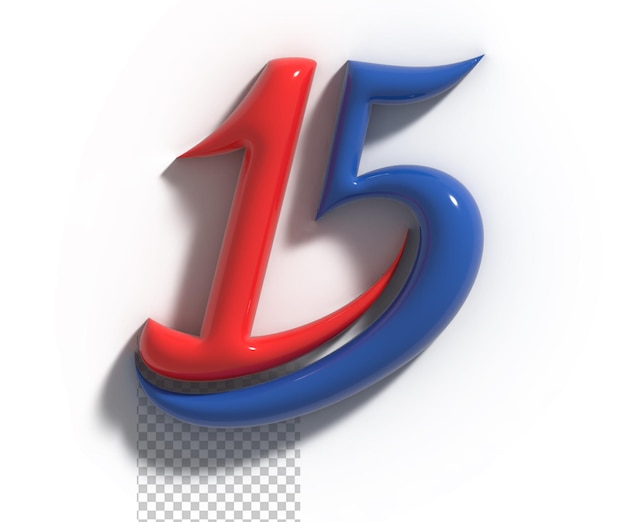 15 aniversario letras arte lineal 3d diseño de fuente psd transparente