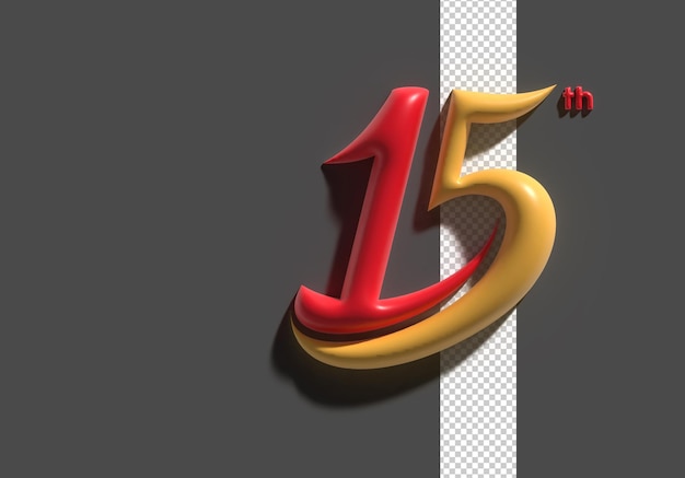 15th Years Anniversary Celebration 3d Render Transparant Psd-bestand