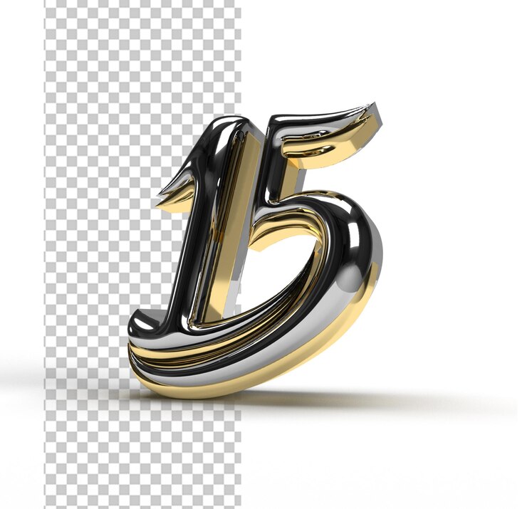 PSD Gratis 15th years anniversary lettering 3d line art transparent psd font design