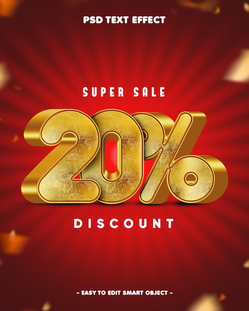 20 por ciento de descuento Efecto de texto editable