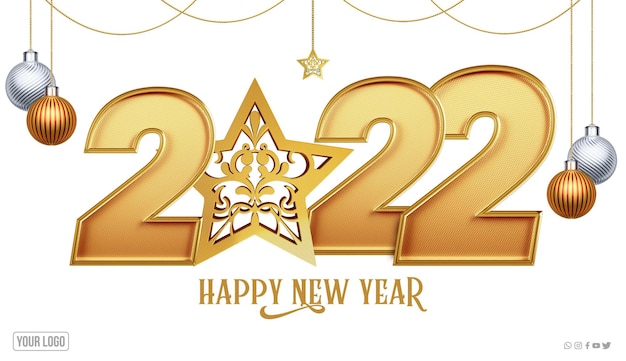 Gratis PSD 2022 gelukkig nieuwjaar gouden