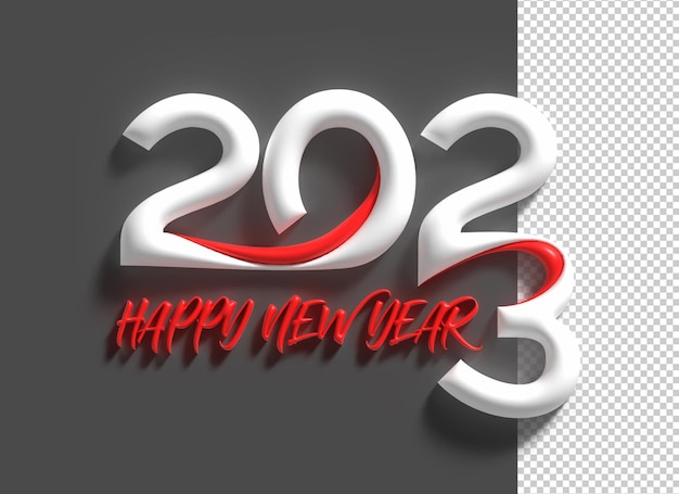 2023 feliz año nuevo 3d render texto tipografía diseño banner póster ilustración 3d