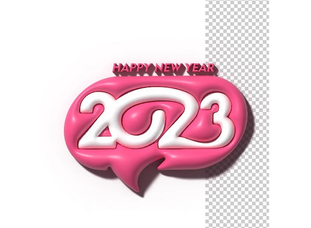 2023 Feliz año nuevo 3D Render Texto Tipografía Diseño Banner Póster Ilustración 3D