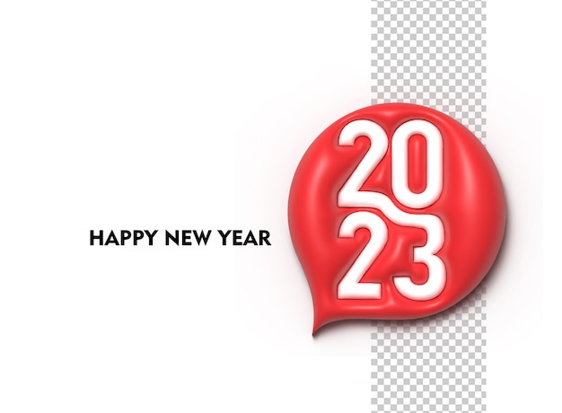 PSD gratuito 2023 feliz año nuevo 3d render texto tipografía diseño banner póster ilustración 3d