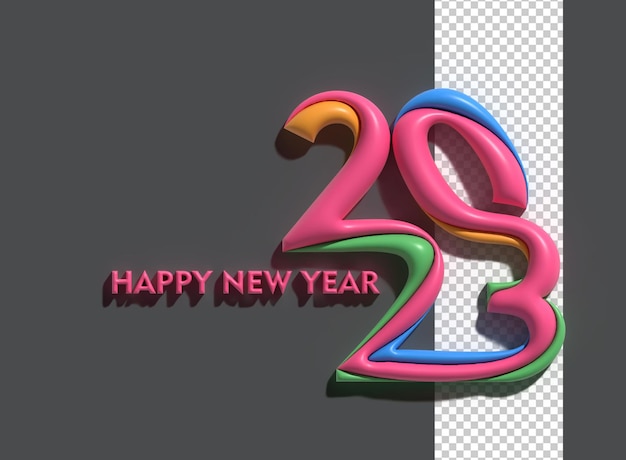 PSD gratuito 2023 feliz año nuevo 3d render texto tipografía diseño banner póster ilustración 3d