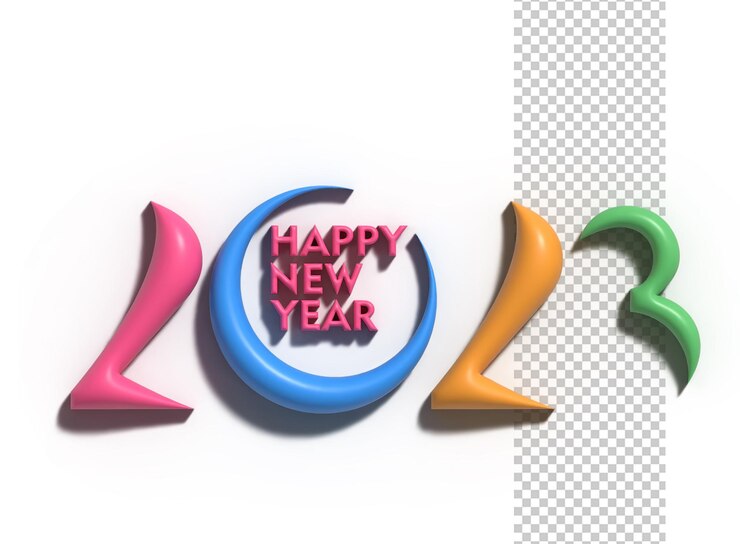 PSD gratuito 2023 feliz año nuevo 3d render texto tipografía diseño banner póster ilustración 3d