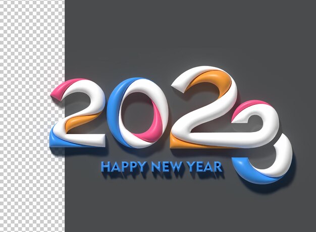 2023 Feliz año nuevo 3D Render Texto Tipografía Diseño Banner Póster Ilustración 3D