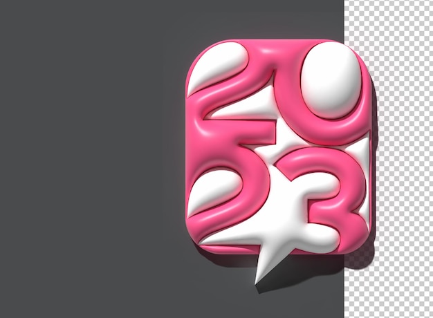 2023 feliz año nuevo 3d render texto tipografía diseño banner póster ilustración 3d
