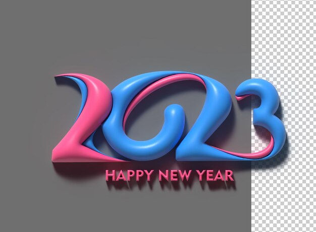 2023 Gelukkig Nieuwjaar 3D Render Tekst Typografie Ontwerp Banner Poster 3D Illustratie