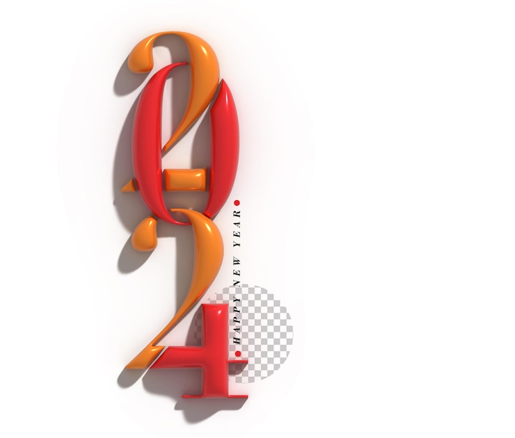 PSD gratuito 2024 felice anno nuovo lettering tipografico trasparente psd