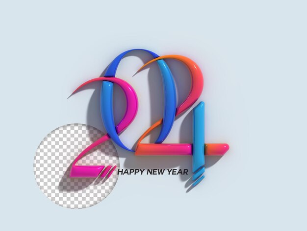 2024 Feliz Año Nuevo Letras 3d Tipográfico Psd Transparente