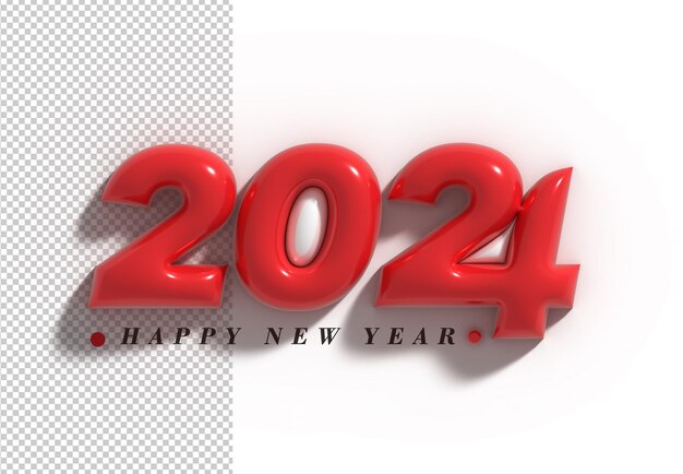 2024 Feliz Año Nuevo Letras Tipográfico Psd Transparente