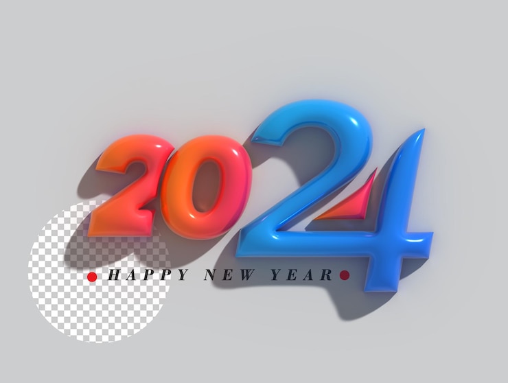 PSD gratuito 2024 feliz año nuevo letras tipográfico psd transparente