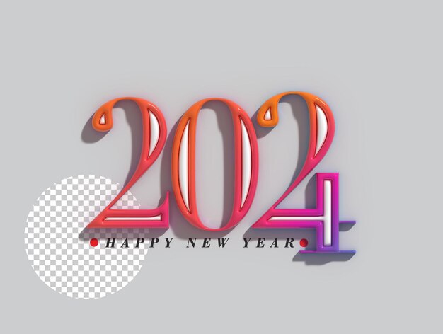 2024 Feliz Año Nuevo Letras Tipográfico Psd Transparente
