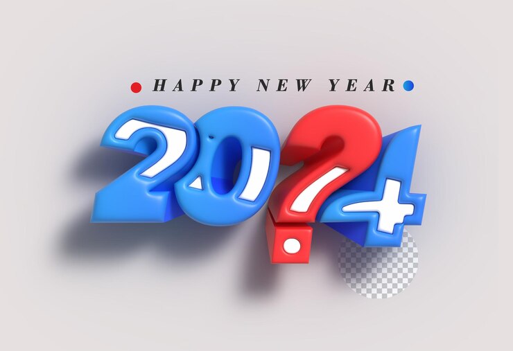 PSD gratuito 2024 feliz año nuevo letras tipográfico psd transparente
