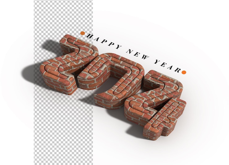 PSD gratuito 2024 feliz año nuevo letras tipográfico psd transparente