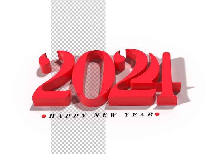 PSD gratuito 2024 feliz año nuevo letras tipográfico psd transparente