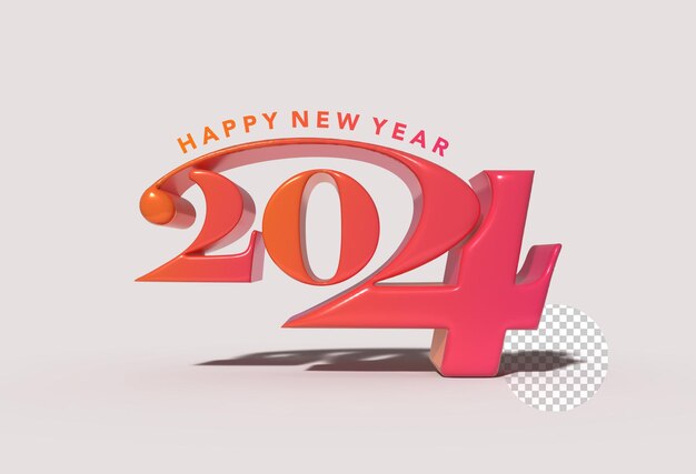 2024 Feliz Año Nuevo Letras Tipográfico Psd Transparente
