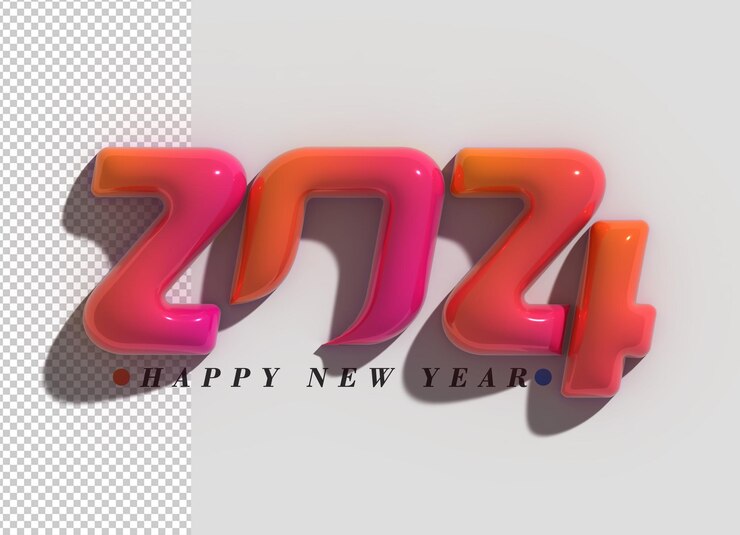 PSD gratuito 2024 feliz año nuevo letras tipográfico psd transparente